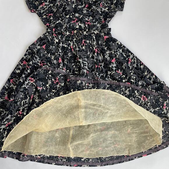 50s Vintage Scenic Novelty Print Cotton Dress 32” Horsehair Slip Metal Zipper - Picture 8 of 12